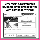 Sentence Writing Practice Sheets for Kindergarten | Structured Writing
