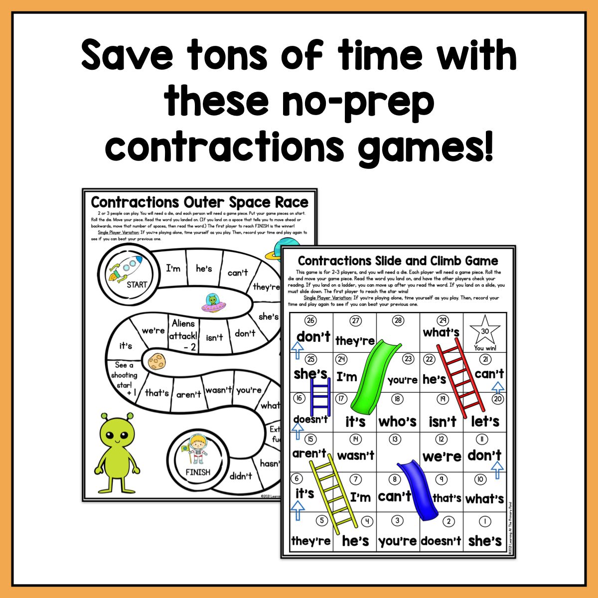 Contractions Games: First Grade No-Prep Phonics - learning-at-the-primary-pond