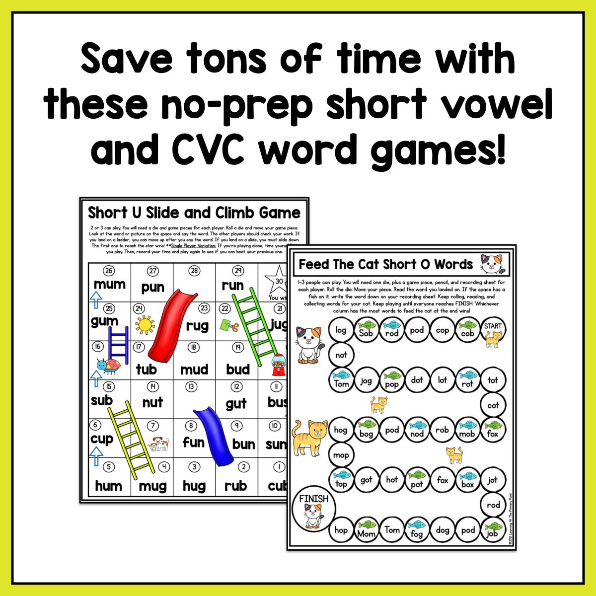 CVC Word Games: First Grade No-Prep Phonics - learning-at-the-primary-pond
