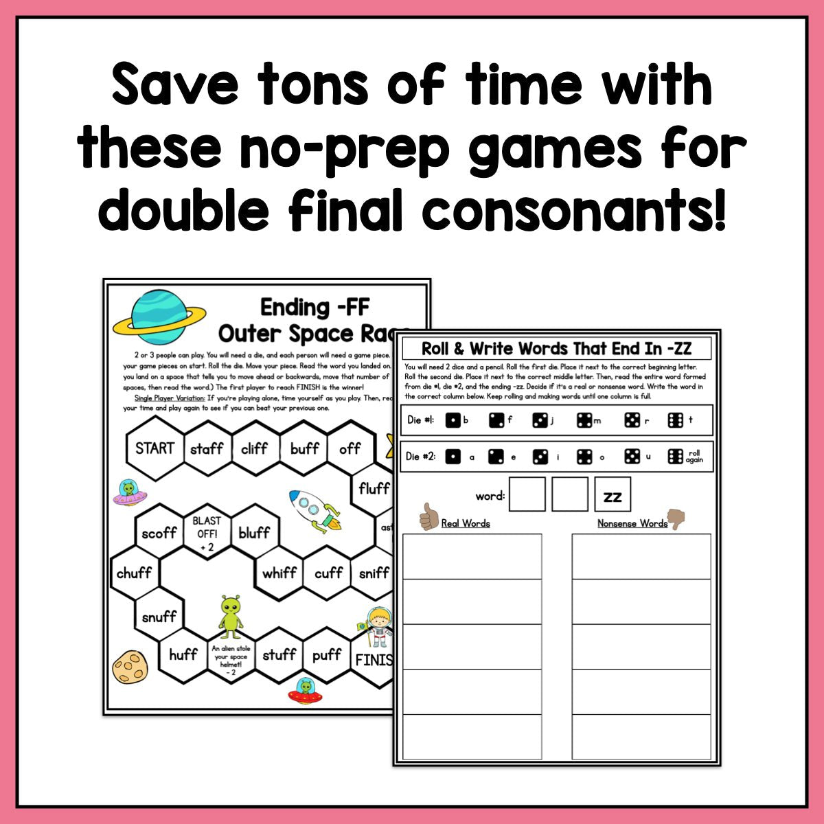 Double Final Consonants Games: First Grade No-Prep Phonics - learning-at-the-primary-pond