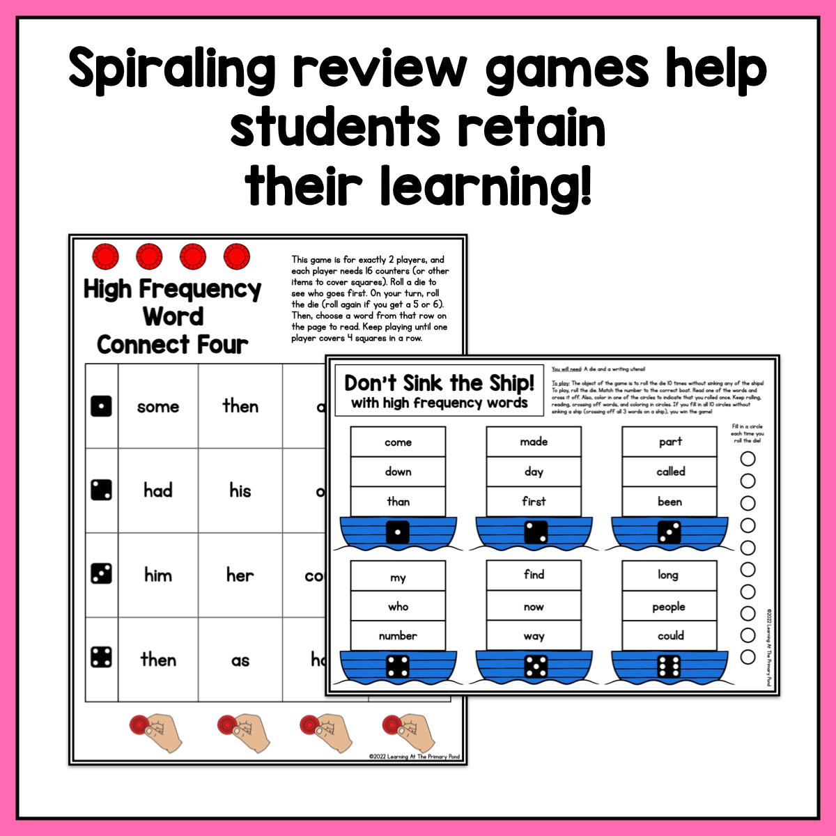 High Frequency Word Games | Dolch Second Grade Words - learning-at-the-primary-pond