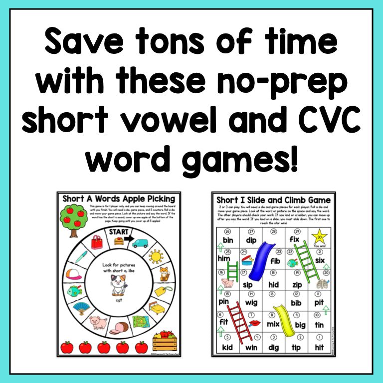 CVC Word Games: Kindergarten No-Prep Phonics - learning-at-the-primary-pond