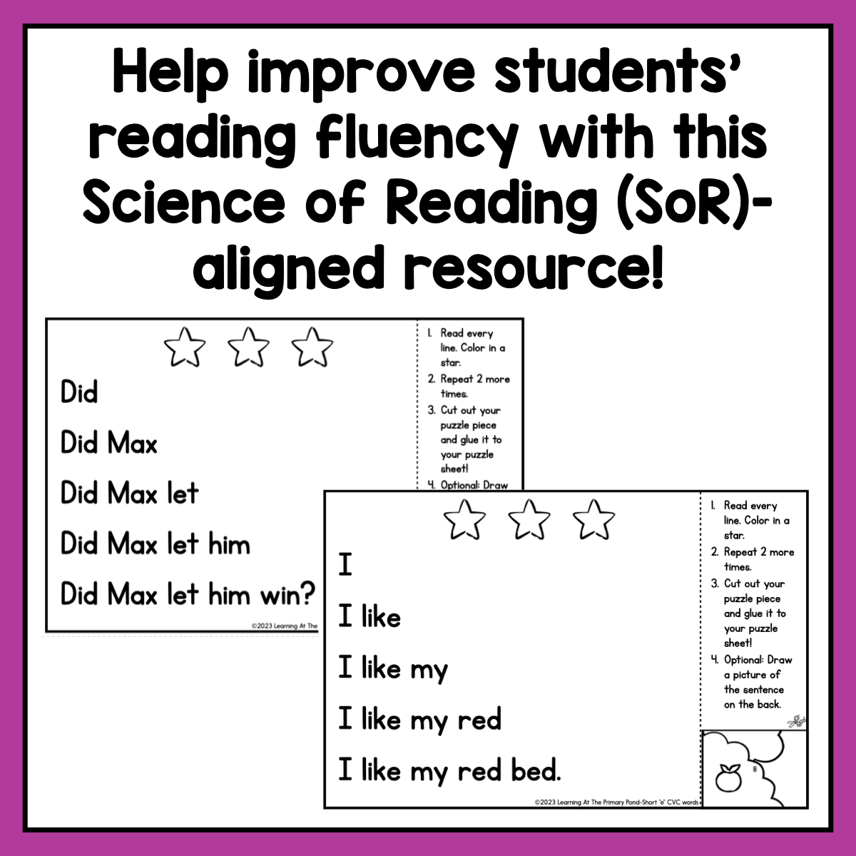 Decodable Sentence Fluency Pyramids | CVC Set - learning-at-the-primary-pond