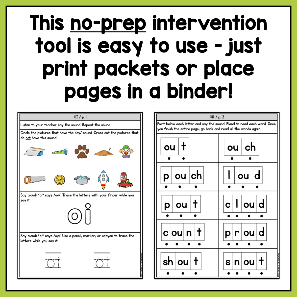 Diphthongs Intervention Pack | No-Prep, Phonics-Based Reading Intervention - learning-at-the-primary-pond