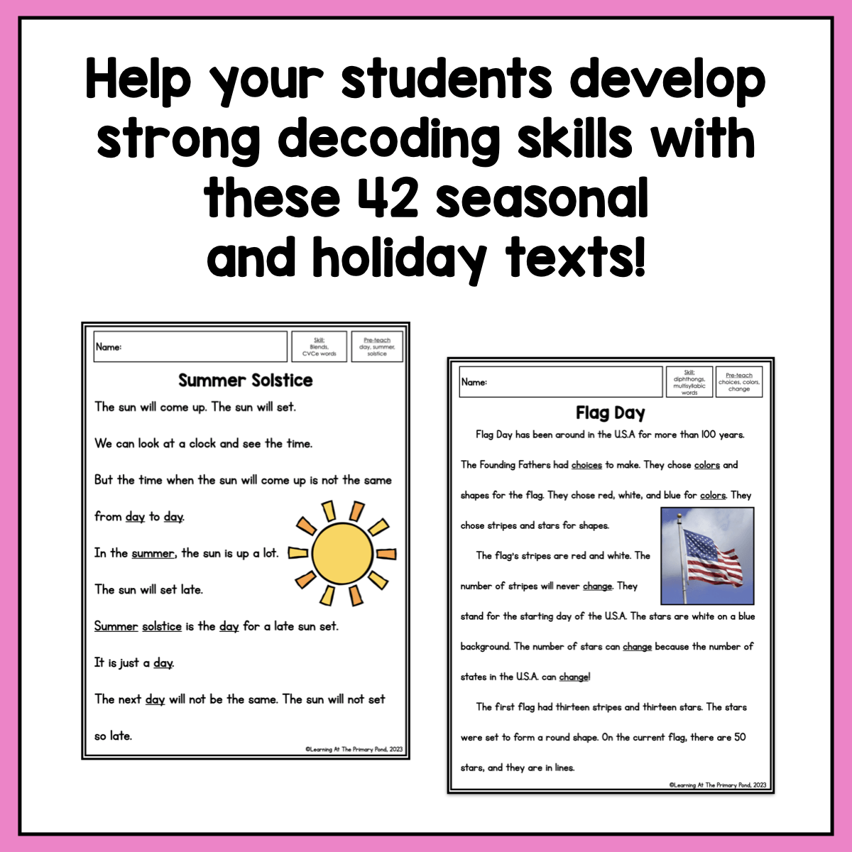 Summer Decodable Texts for K-2 | Passage BUNDLE –  learning-at-the-primary-pond