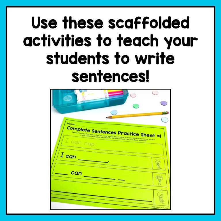 Supported Sentence Writing Worksheets for Kindergarten - learning-at-the-primary-pond