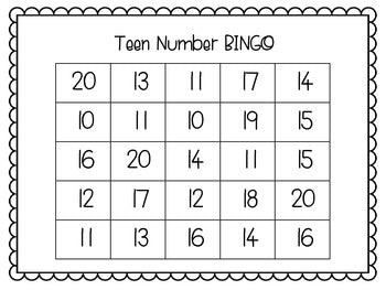 Teen Numbers Bingo {Numbers 10-20} - learning-at-the-primary-pond
