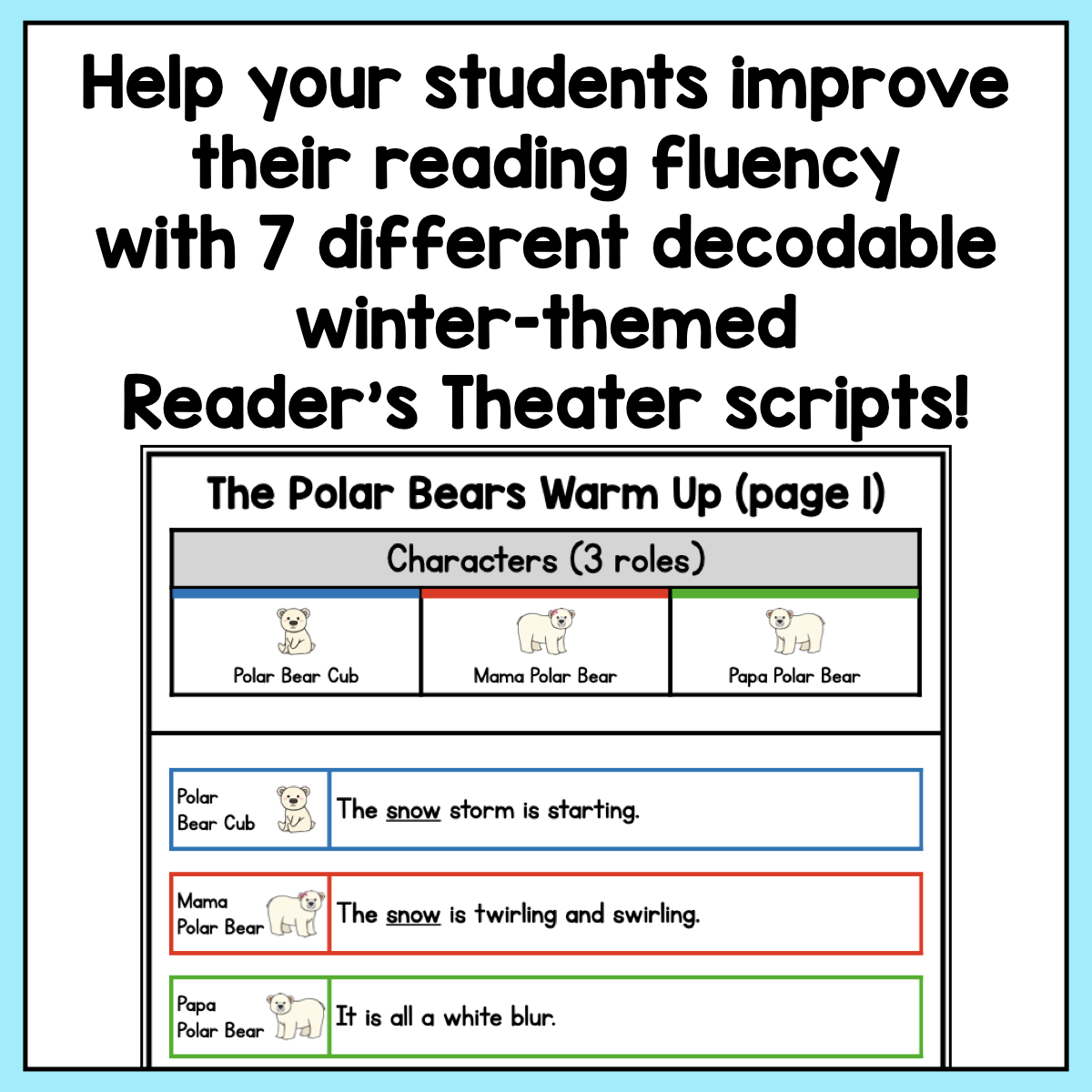Winter Activities Scripts Decodable Winter-Themed Reader's Theater Play Scripts for 1st Grade ...
