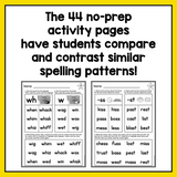 Digraphs, Blends, & Glued Sounds Worksheets for Decoding Practice | Compare & Contrast Phonics