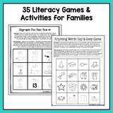 Family Literacy Games {Take-Home Reading Activities for Kindergarten}
