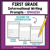 SPANISH Writing Prompts for First Grade Informational Writing