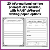 SPANISH Writing Prompts for First Grade Informational Writing