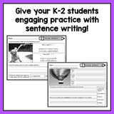 Sentence Writing Practice Sheets Bundle for K-2 | Structured Writing