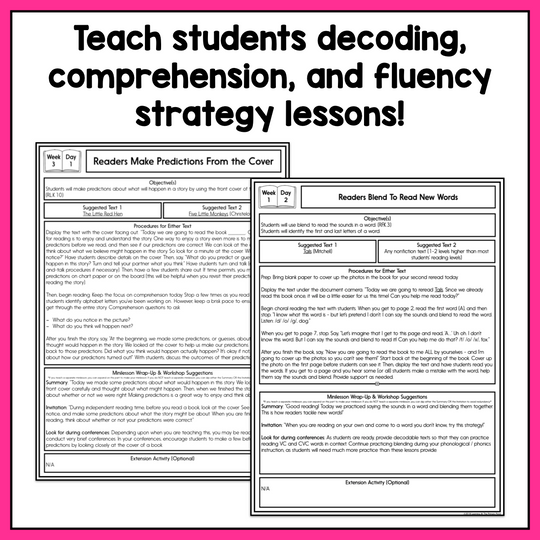 Kindergarten Reading Workshop BUNDLE of Shared Reading Lessons ...