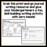 Monthly Writing Journals for Kindergarten | Writing Skill Practice | No Prep