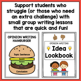 Small Group Opinion Writing Lessons for First Grade