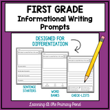 First Grade Informational Writing Prompts For Differentiation