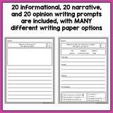 SPANISH Writing Prompts for 2nd - Informational, Narrative, & Opinion BUNDLE