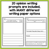 Kindergarten Opinion Writing Prompts for Differentiation