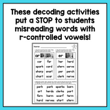 R-Controlled Vowels Worksheets for Decoding Practice | Compare & Contrast Phonics