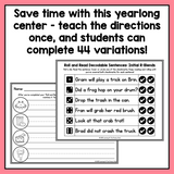 Roll and Read Decodable Sentences Center Activities for 1st Grade | Year Long Literacy Centers