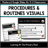 Classroom Procedures and Routines Visuals Pack for K-2 | Google Slides & Posters