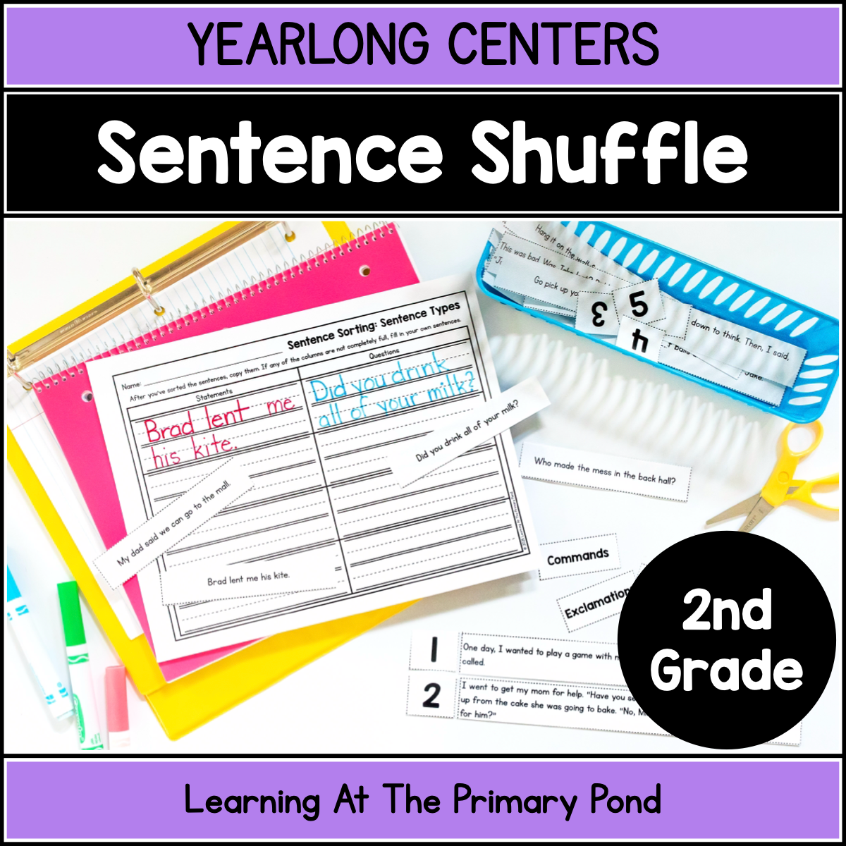 Sentence Shuffle Center Activities for 2nd Grade | Year Long Literacy ...