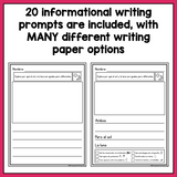 SPANISH Writing Prompts for Kindergarten Informational Writing