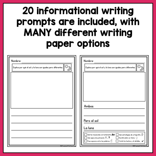 SPANISH Writing Prompts for Kindergarten Informational Writing ...