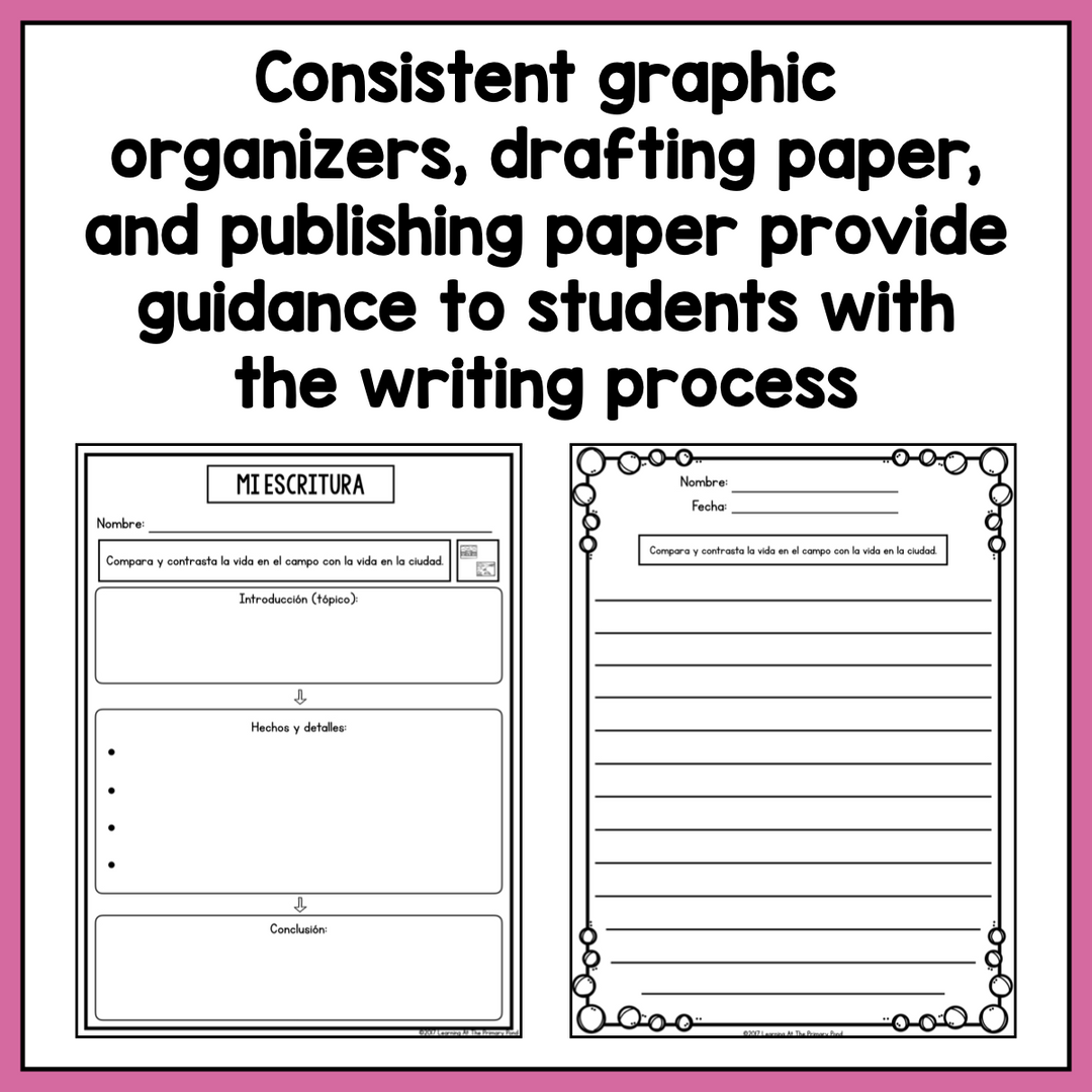 SPANISH Writing Prompts for Second Grade Informational Writing ...