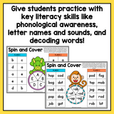Spin and Cover Center Activities for Kindergarten | Year Long Literacy Centers