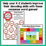 Nonsense Word Games for Kindergarten, 1st, and 2nd grade | Spring Theme