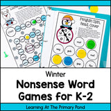 Nonsense Word Games for Kindergarten, 1st, and 2nd grade {Winter Theme}
