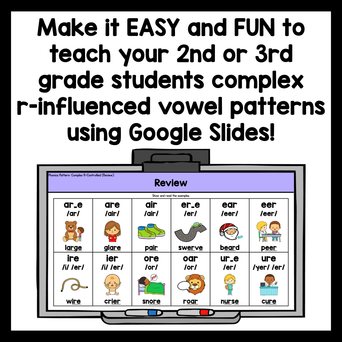 Complex R - Influenced Vowel Patterns Phonics Slides | Google Slides Phonics - Learning at the Primary Pond