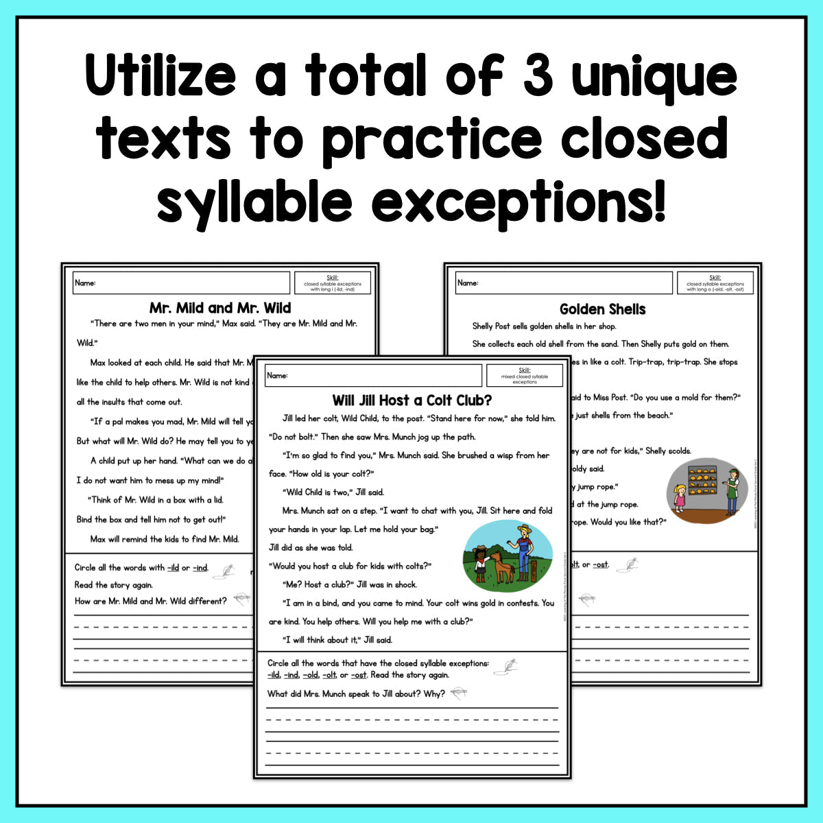 Syllable Reader Decodable Readers | Closed Syllable Exceptions | Second Grade Set 2 ...