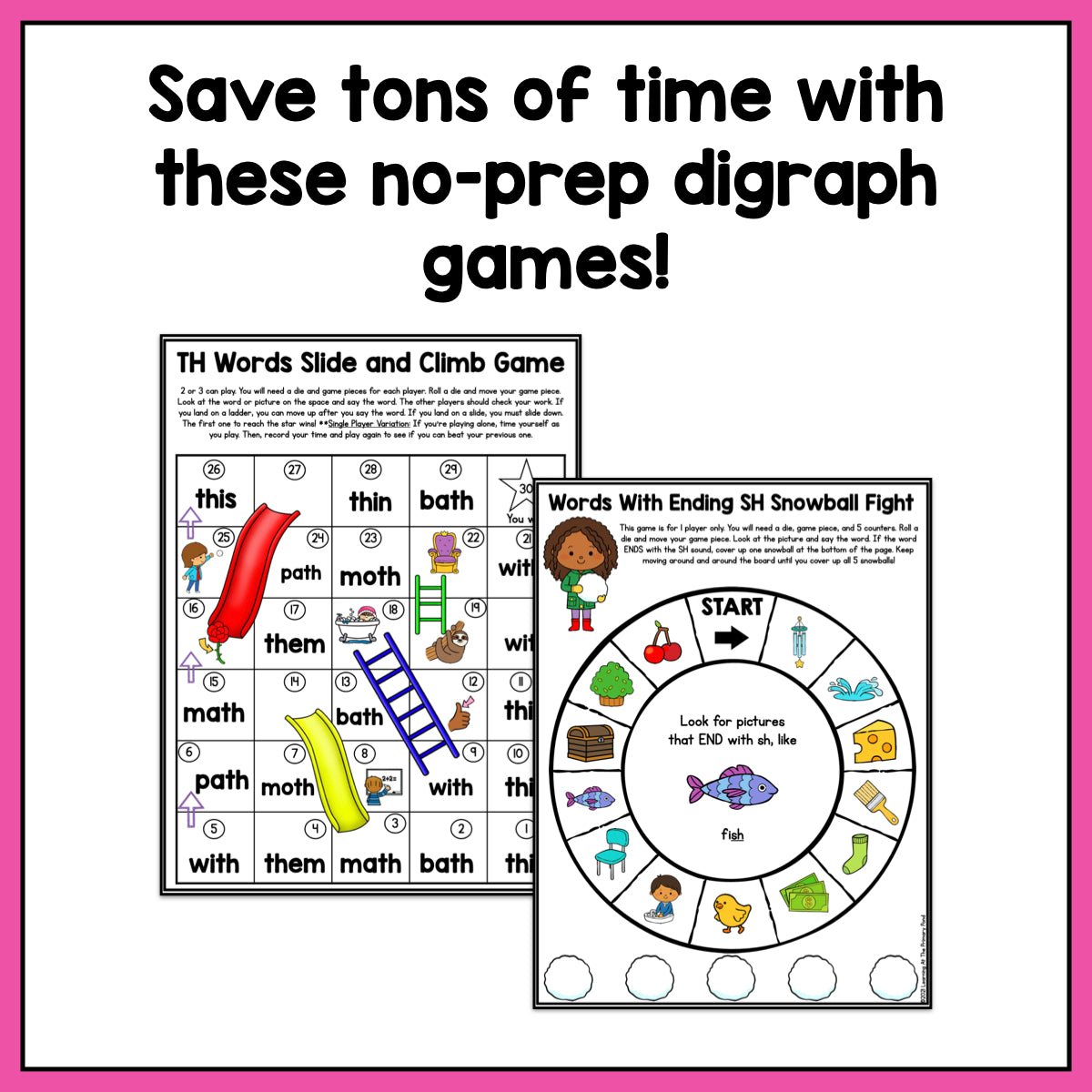 Digraphs Racing Game Digraphs Games: First Grade No-Prep Phonics – Learning at the Primary Pond