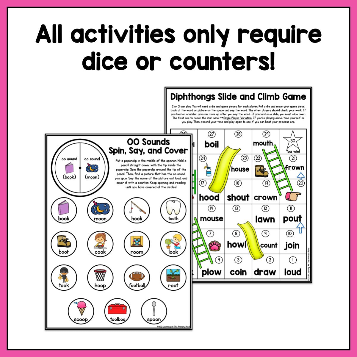 Diphthongs Games: Second Grade No-Prep Phonics - learning-at-the-primary-pond