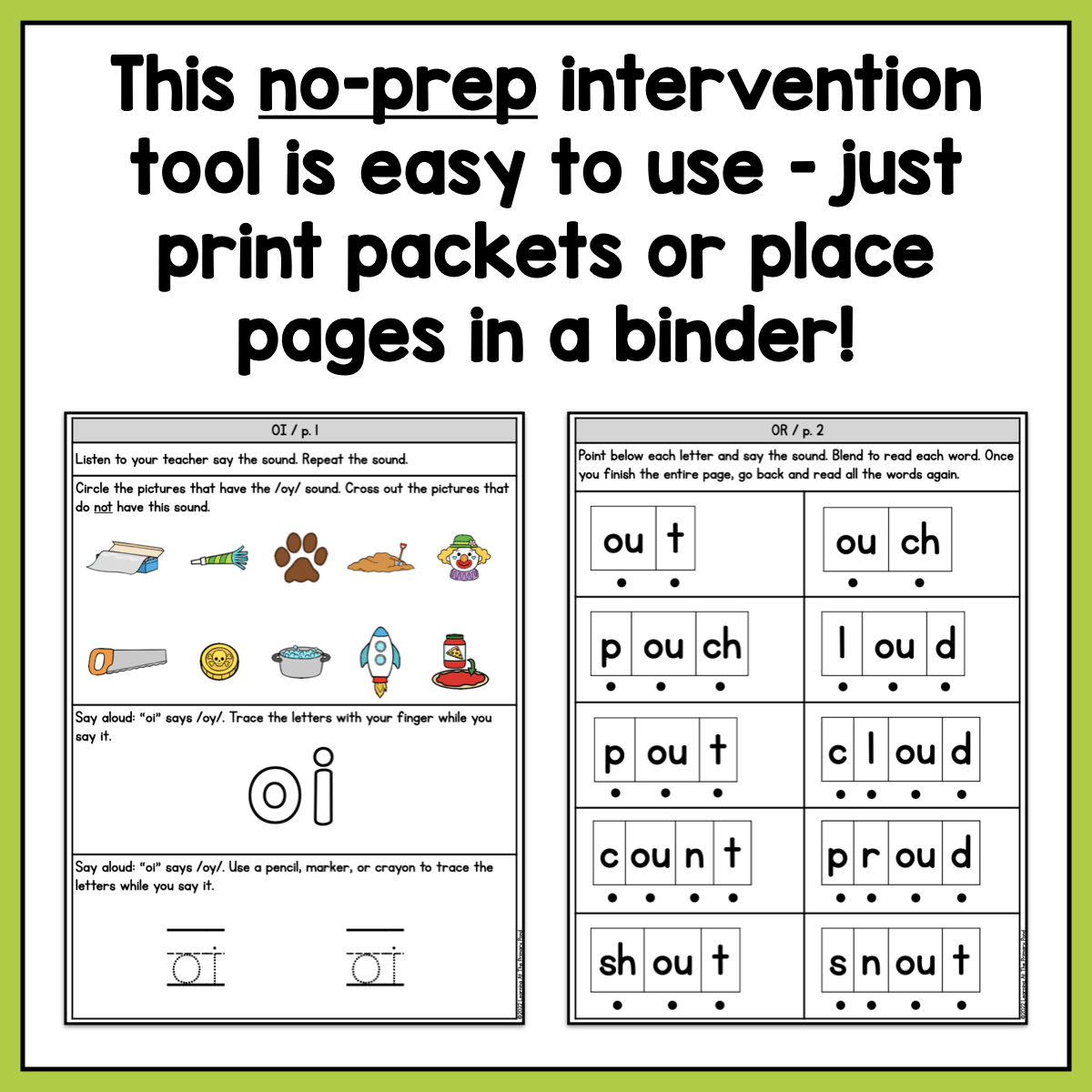 *Diphthongs Intervention Pack | No - Prep, Phonics - Based Reading Intervention SALE - Learning at the Primary Pond