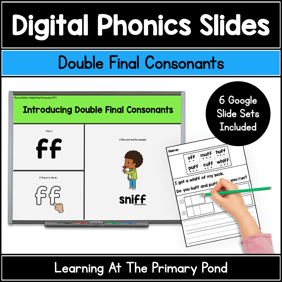 Double Final Consonants Phonics Slides | FLOSS Rule | Google Slides Phonics - Learning at the Primary Pond