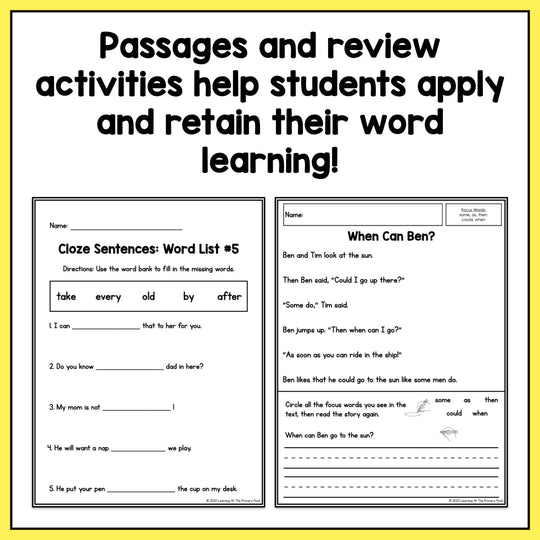 High Frequency Word Worksheets | Dolch Sight Word List First Grade ...