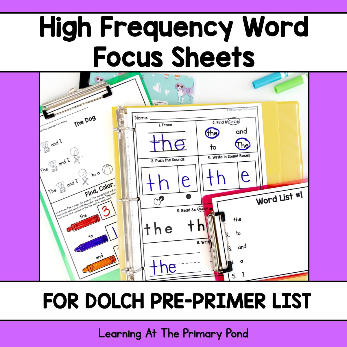 High Frequency Word Worksheets | Dolch Sight Word List Pre-Primer - learning-at-the-primary-pond