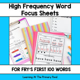 High Frequency Word Worksheets | Fry’s First 100 Sight Words - learning-at-the-primary-pond