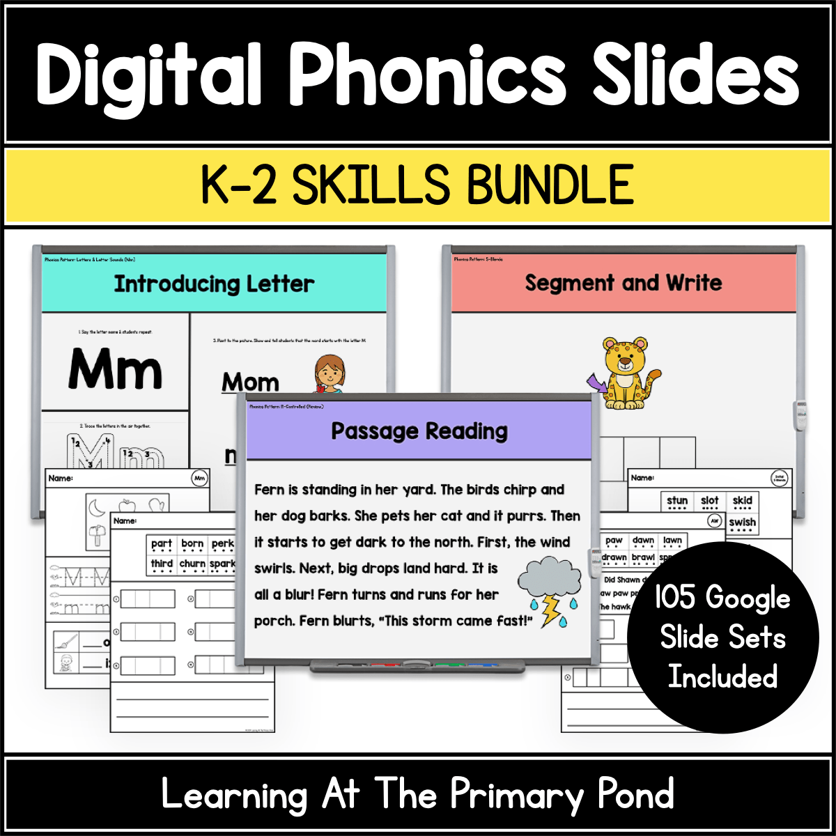 **Phonics Slides Digital Resources | Google Slides for K, 1st, 2nd Phonics Skills - Learning at the Primary Pond