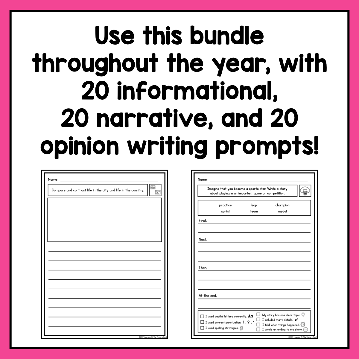 Second Grade Writing Prompts | Informational, Narrative, & Opinion Writing BUNDLE - Sale - learning-at-the-primary-pond