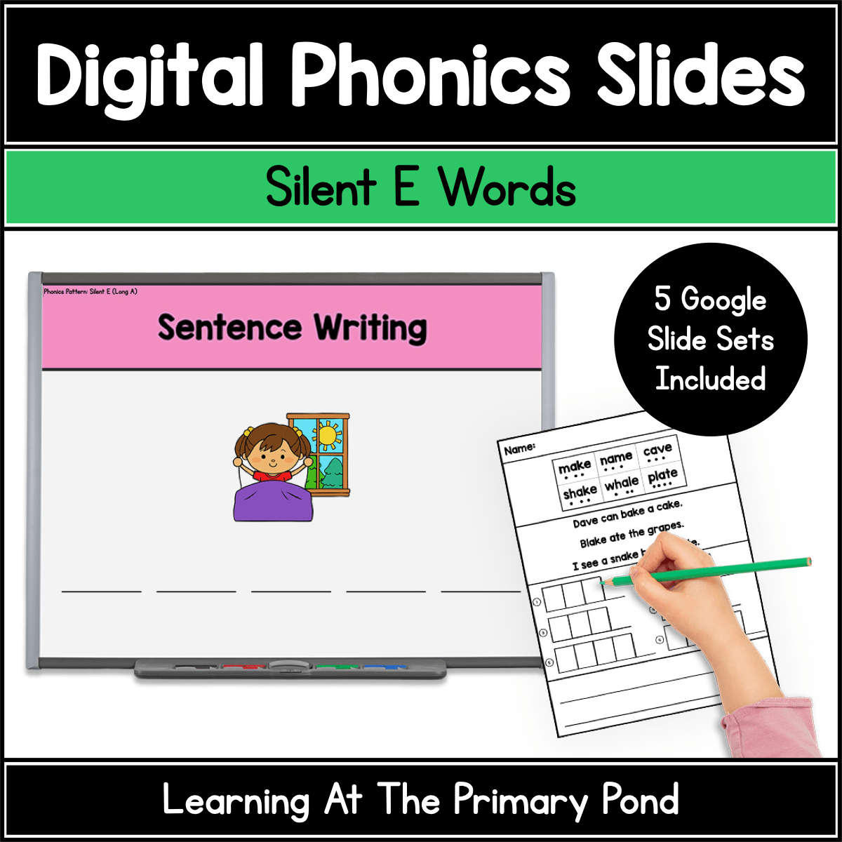 Silent E Phonics Slides | CVCE Long Vowels | Google Slides Phonics - Learning at the Primary Pond