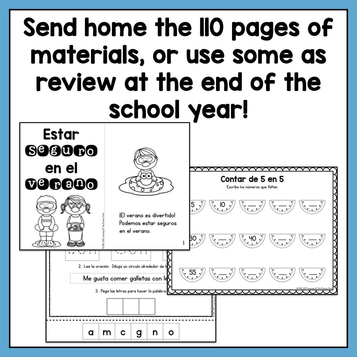 Spanish Packet Homework Spanish Summer Homework Pack for Kindergarten/Rising First Graders ...
