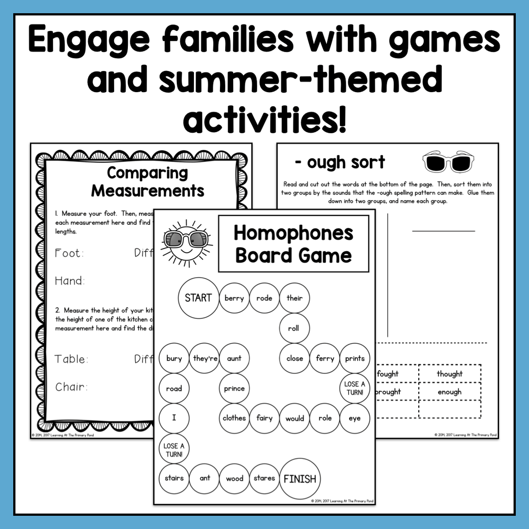 Summer Homework Packet for Rising Third Graders (who have completed se ...
