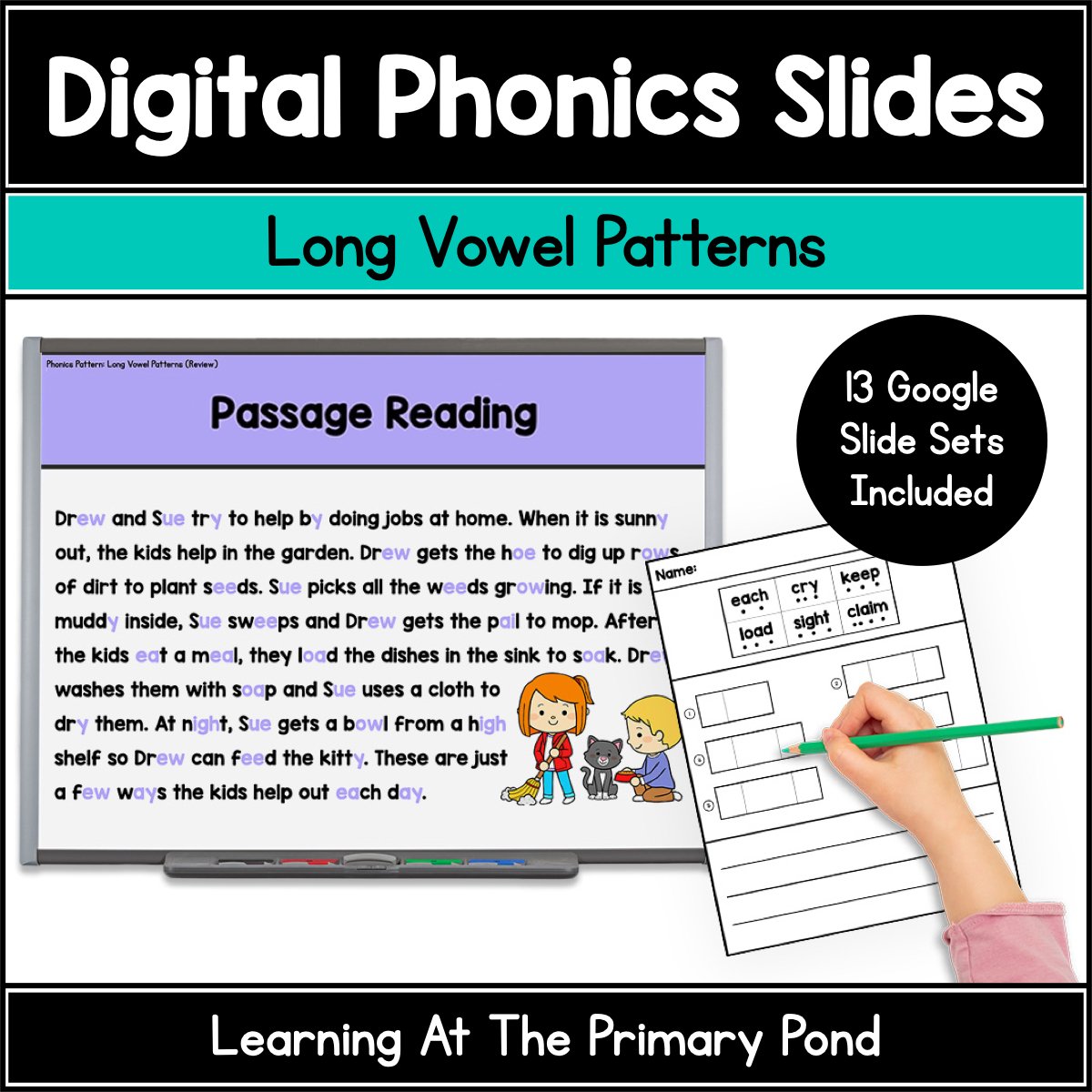 Vowel Teams Phonics Slides | Long Vowel Patterns | Google Slides Phonics - Learning at the Primary Pond