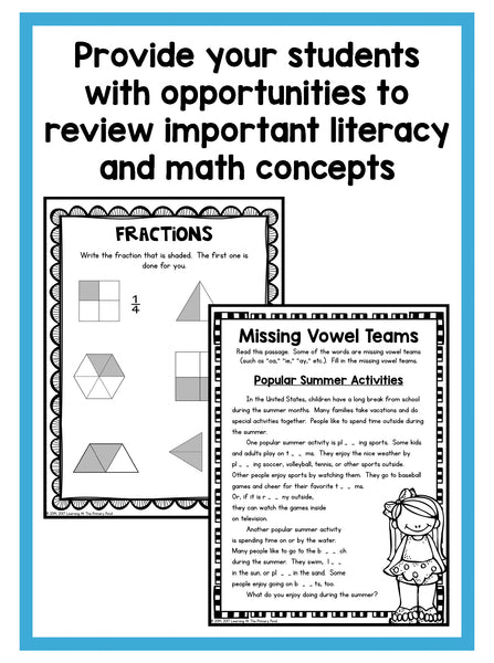 Summer Homework Packet for Rising Third Graders (who have completed second grade)