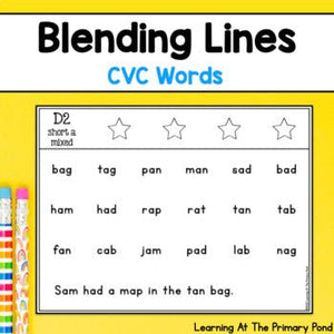 Blending Lines | CVC Words | Short Vowels - learning-at-the-primary-pond